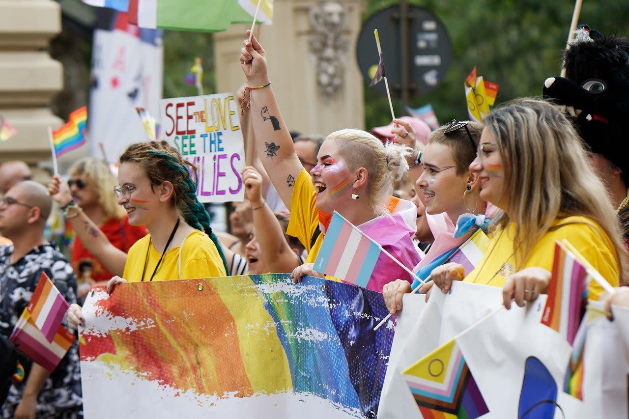 Group of protestors for Rainbow rights, including trans rights